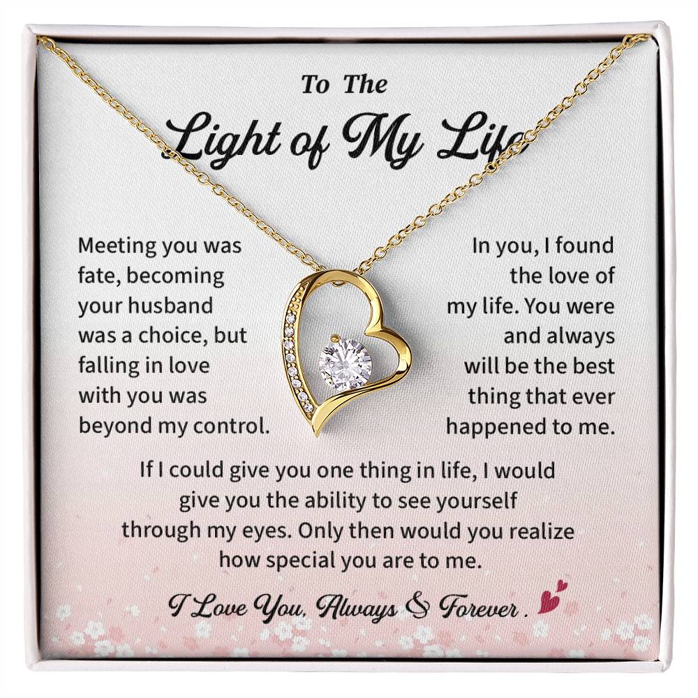 Light of My Life Necklace Gift for Her Romantic Jewelry with Message Card and Gift Box