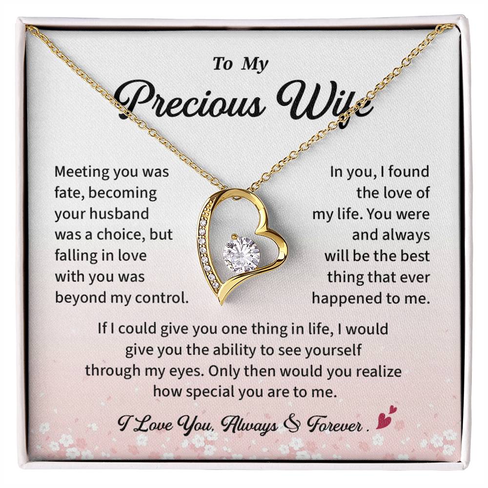 Precious Wife Necklace Gift from Husband Romantic Pendant with Message Card