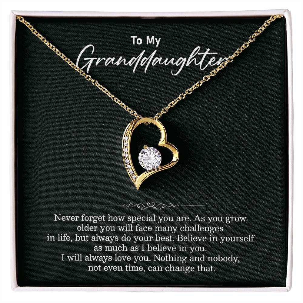 Granddaughter Heart Necklace Gift with Loving Message