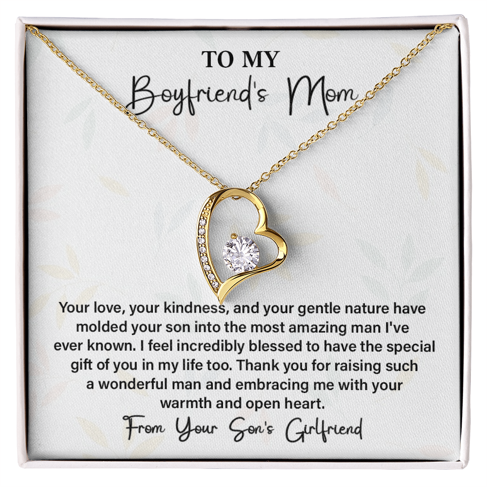 Gift for Boyfriend’s Mom from Girlfriend – Heart Necklace with Thank You Card