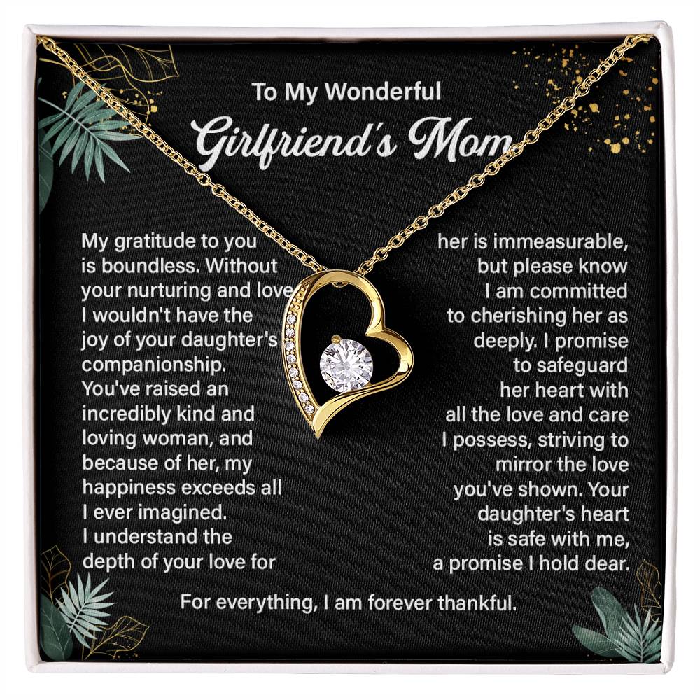 To My Wonderful Girlfriend's Mom, Forever In My Heart Necklace Heartwarming Bond Necklace Thank You Gift Necklace Beautiful Journey Necklace Family Bond Necklace Emotional Connection Necklace