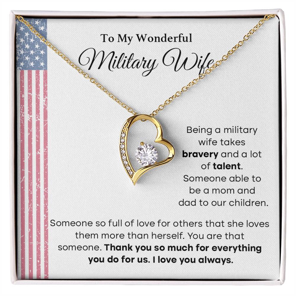 To My Wonderful Military Wife Heartfelt Jewelry Gift Military Wife Jewelry Supportive Necklace For Wives Bravery And Strength Jewelry Love And Appreciation Necklace Thank You Jewelry Gift Forever Loved Necklace Unique Jewelry For Wives