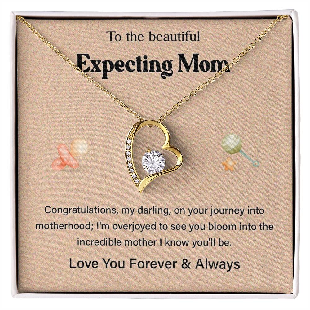 To The Beautiful Expecting Mom, Beautiful Expecting Mom Necklace Gift Best Necklace Gift For Expecting Mother Journey Into Motherhood Necklace Gift Necklace With Heartfelt Message Thoughtful Necklace Gift Best Mother’s Day Necklace Gift