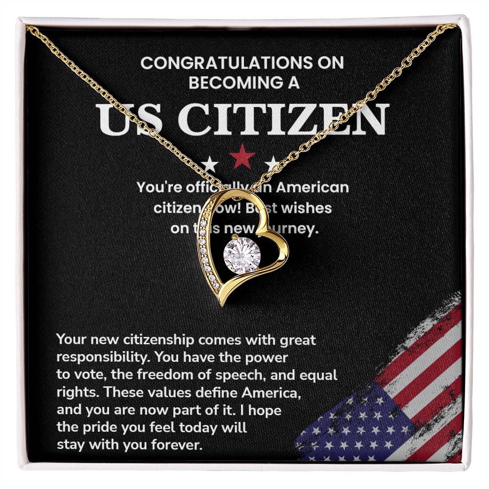 Congratulations Necklace For New U.s. Citizen Necklace For New U.s. Citizen Necklace With Citizenship Message Necklace For Official U.s. Citizen Necklace For New U.s. Patriot Jewelry For New U.s. Citizen Gift For U.s. Citizenship Ceremony