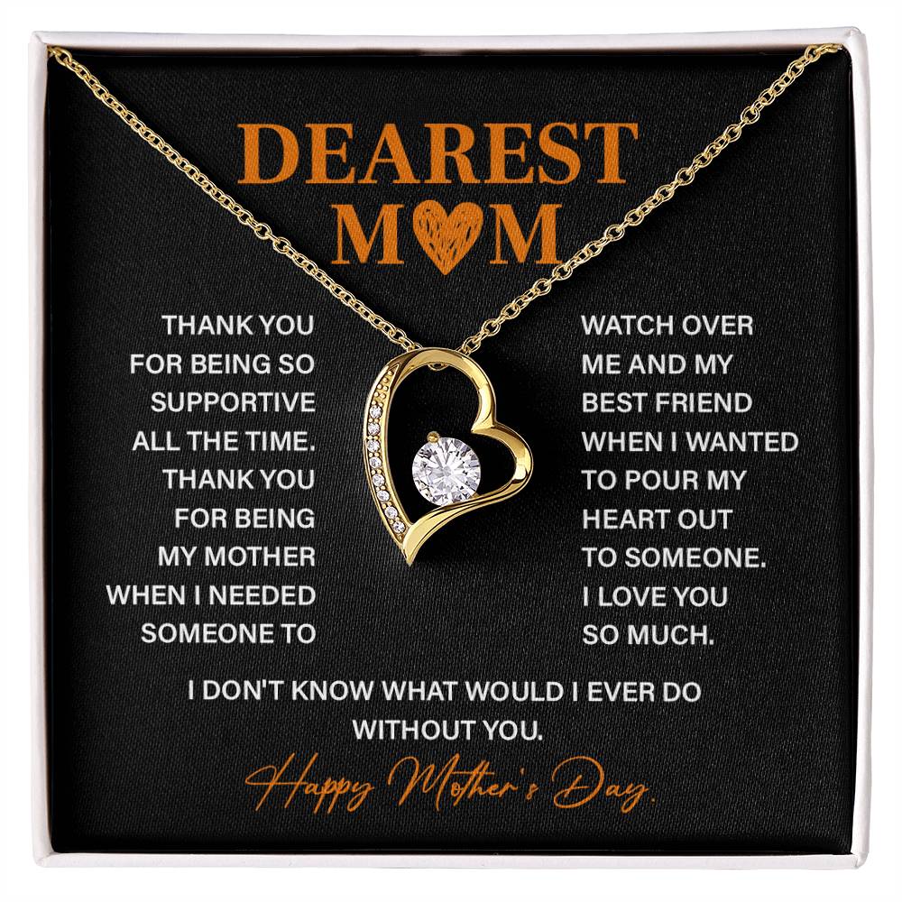 Dearest Mom, Inspirational Gift Necklace For Mother Necklace With Message Of Gratitude And Love Heart Pendant Necklace Best Friend Necklace For Support Best Christmas Necklace Gift Best Family Necklace Gift Best Necklace Gift For Mother's Day