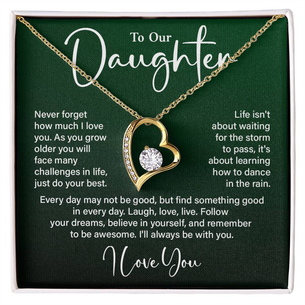 Daughter Gift from Mom and Dad – Love You Heart Necklace