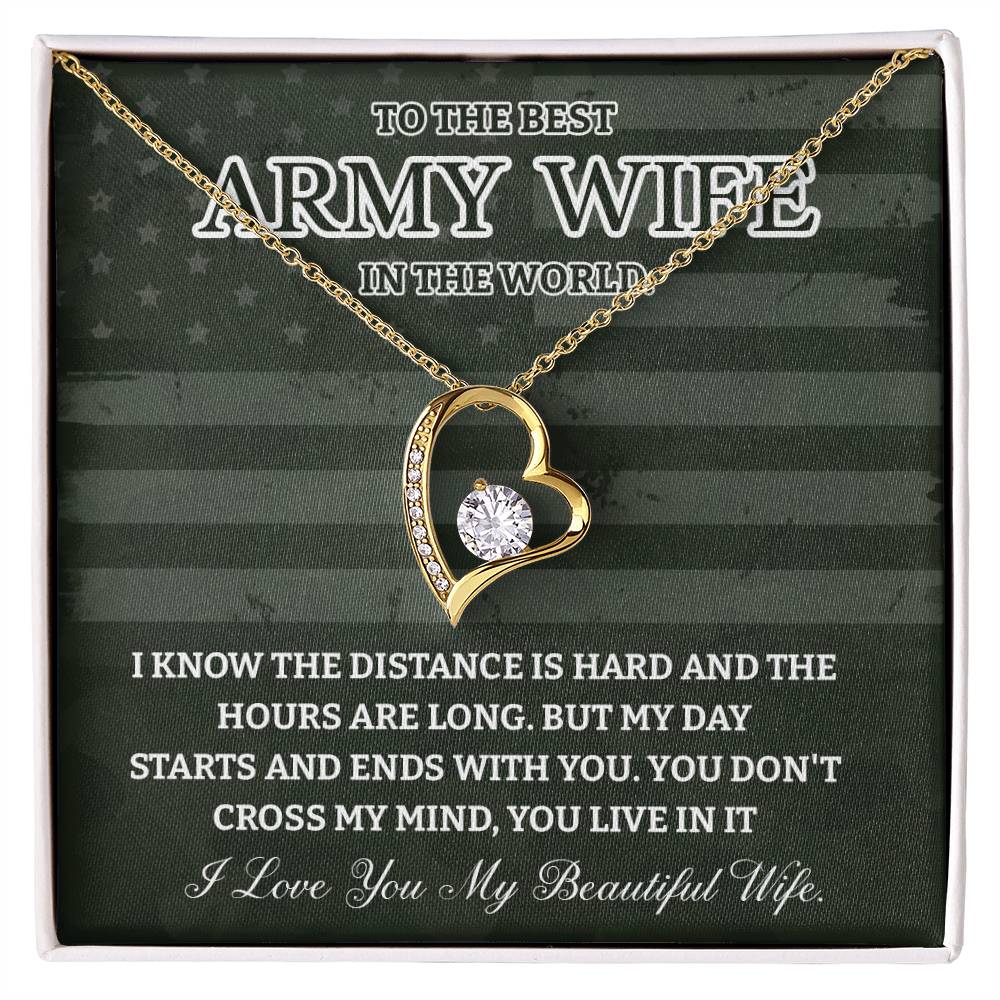 Army Wife Necklace - To The Best Wife In The World, A Heartfelt Gift Of Love Across Distance - Tribute To My Beautiful Wife