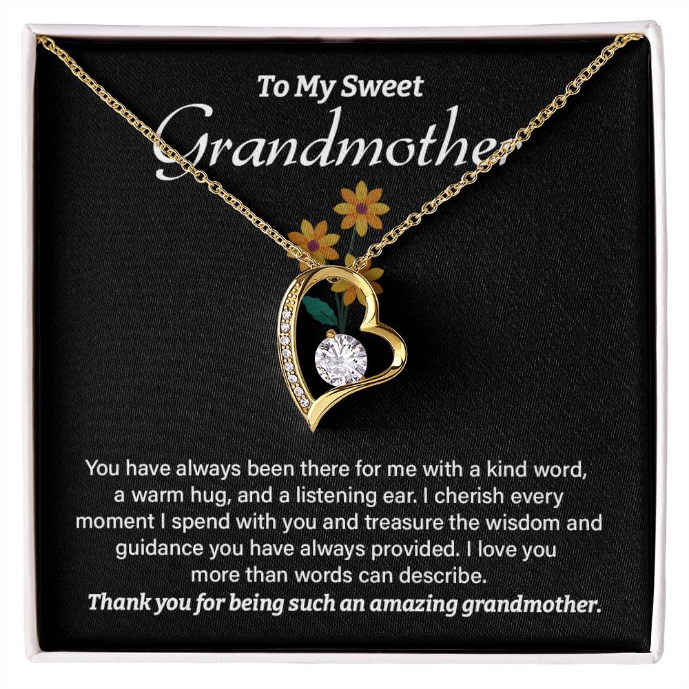 To My Sweet Grandmother Necklace – Heart Pendant with Thank You Note