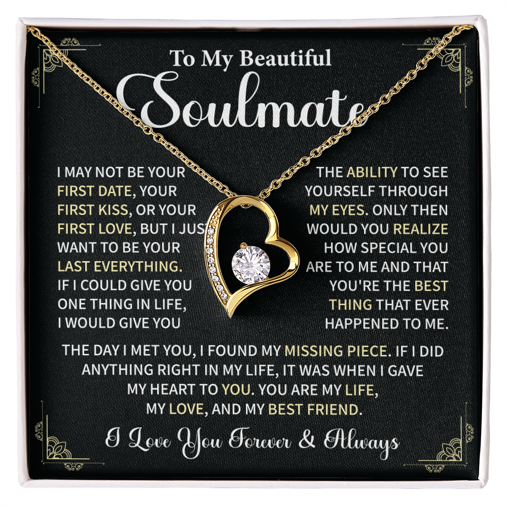Soulmate Necklace Gift With Romantic Message Card