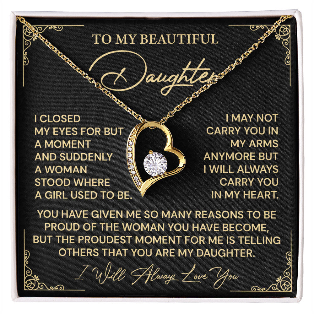 Daughter Gift with Keepsake Heart Pendant From Proud Parent