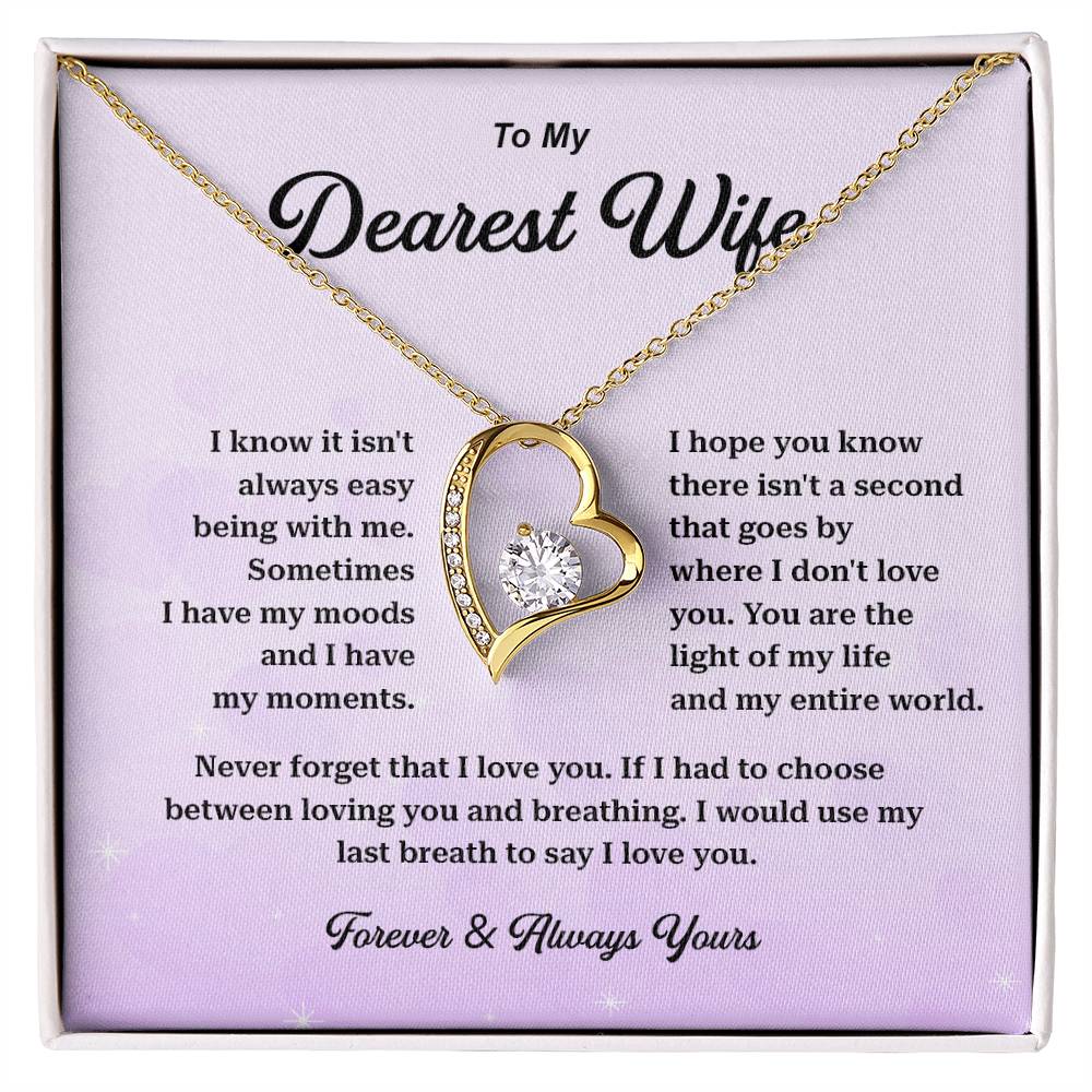 Dearest Wife Necklace Gift – Message Card Jewelry Box