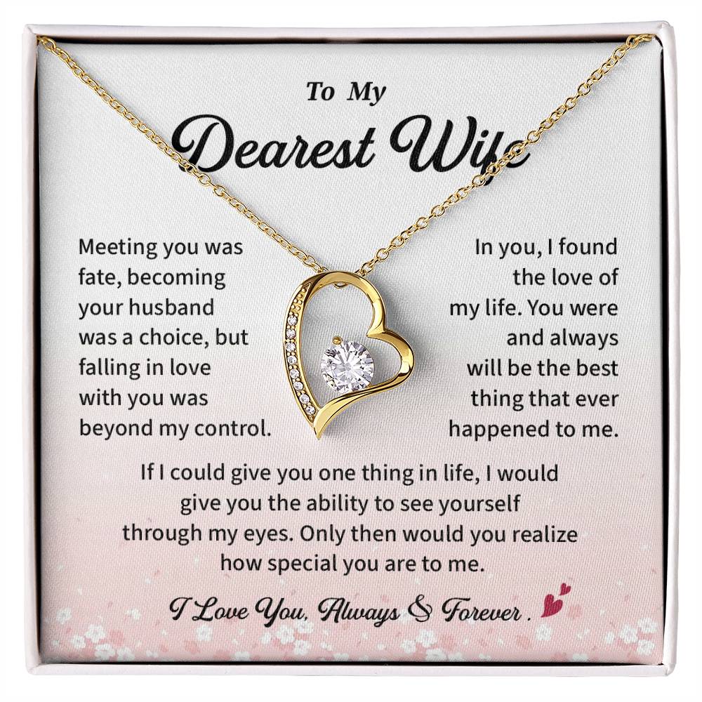 Dearest Wife Necklace Gift from Husband Pendant with Message Card for Her