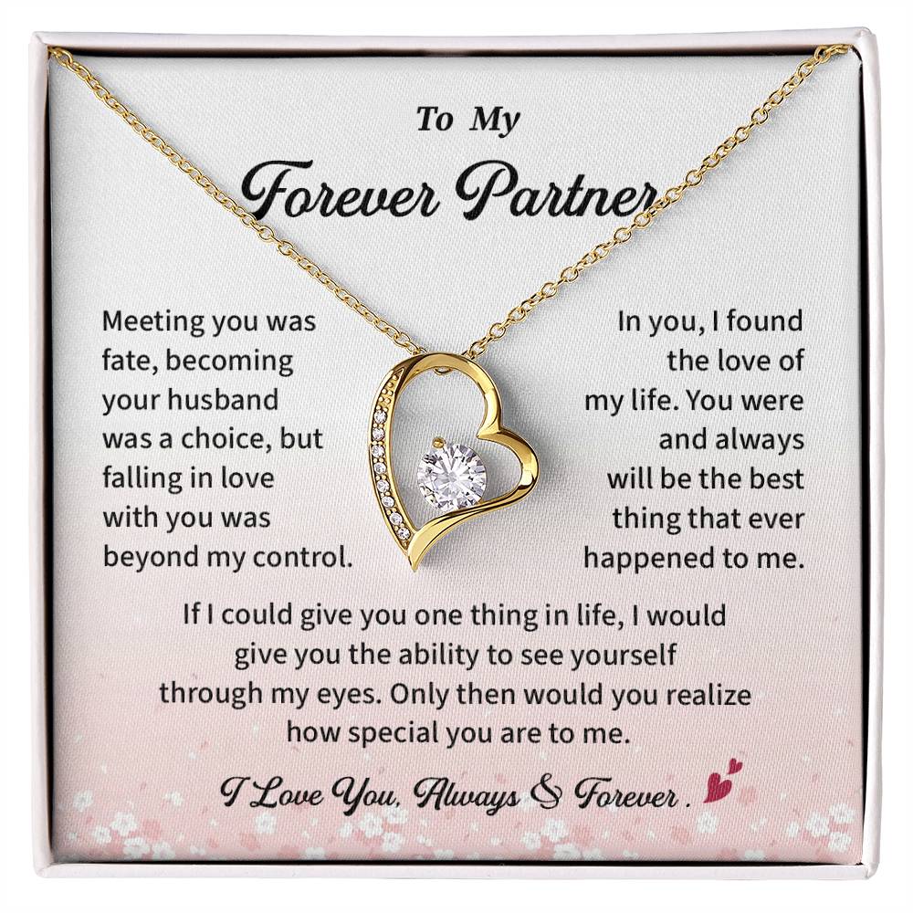 Romantic Wife Necklace Gift from Husband – Forever Partner Message Card
