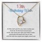13th Birthday Necklace Gift for Girls with Sweet Wish Card