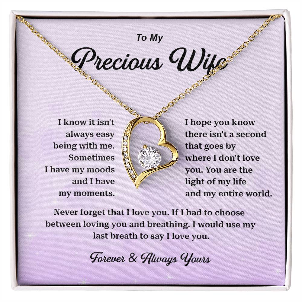 Precious Wife Necklace Gift – Message Card Jewelry Box
