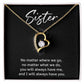Sister Necklace Gift with Heart Pendant – Sentimental Message Card Included