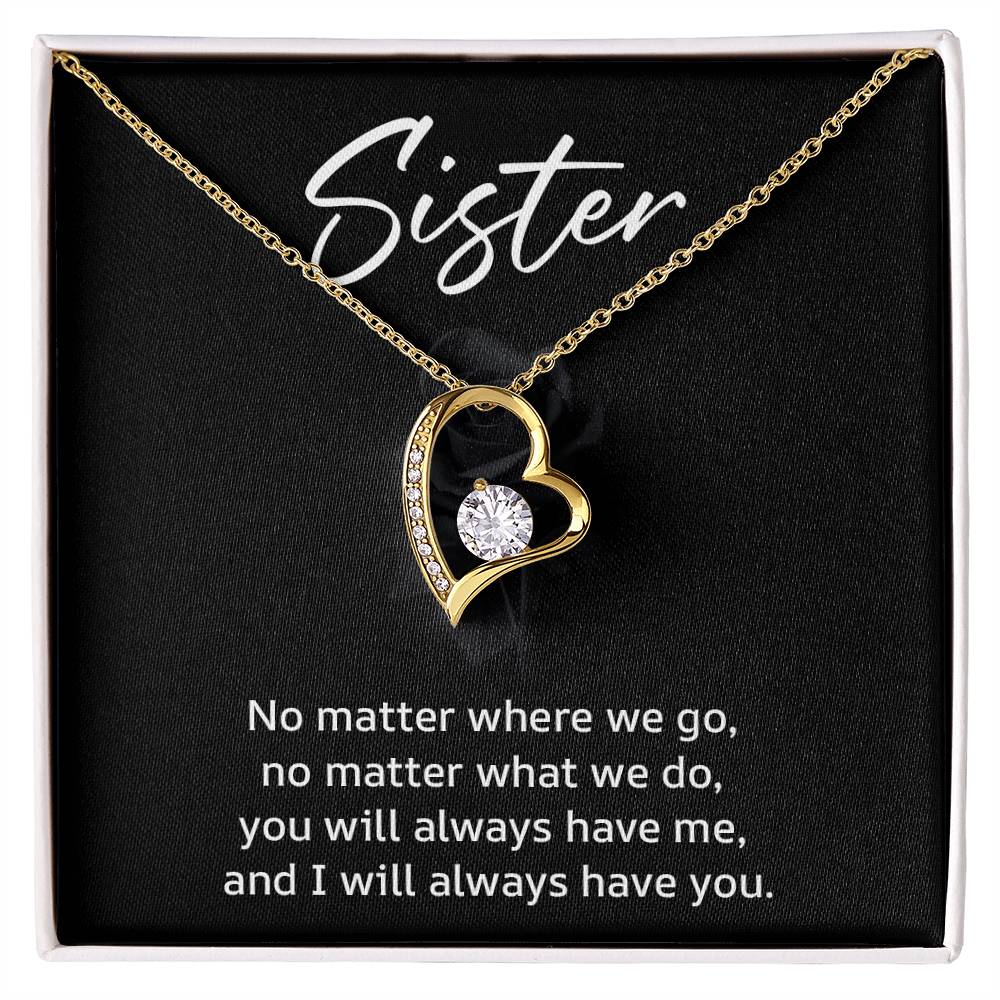 Sister Necklace Gift with Heart Pendant – Sentimental Message Card Included
