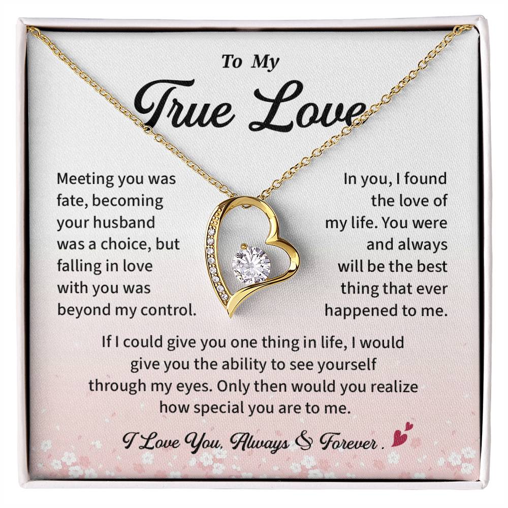 True Love Necklace Gift from Husband Pendant with Romantic Message Card in Gift Box