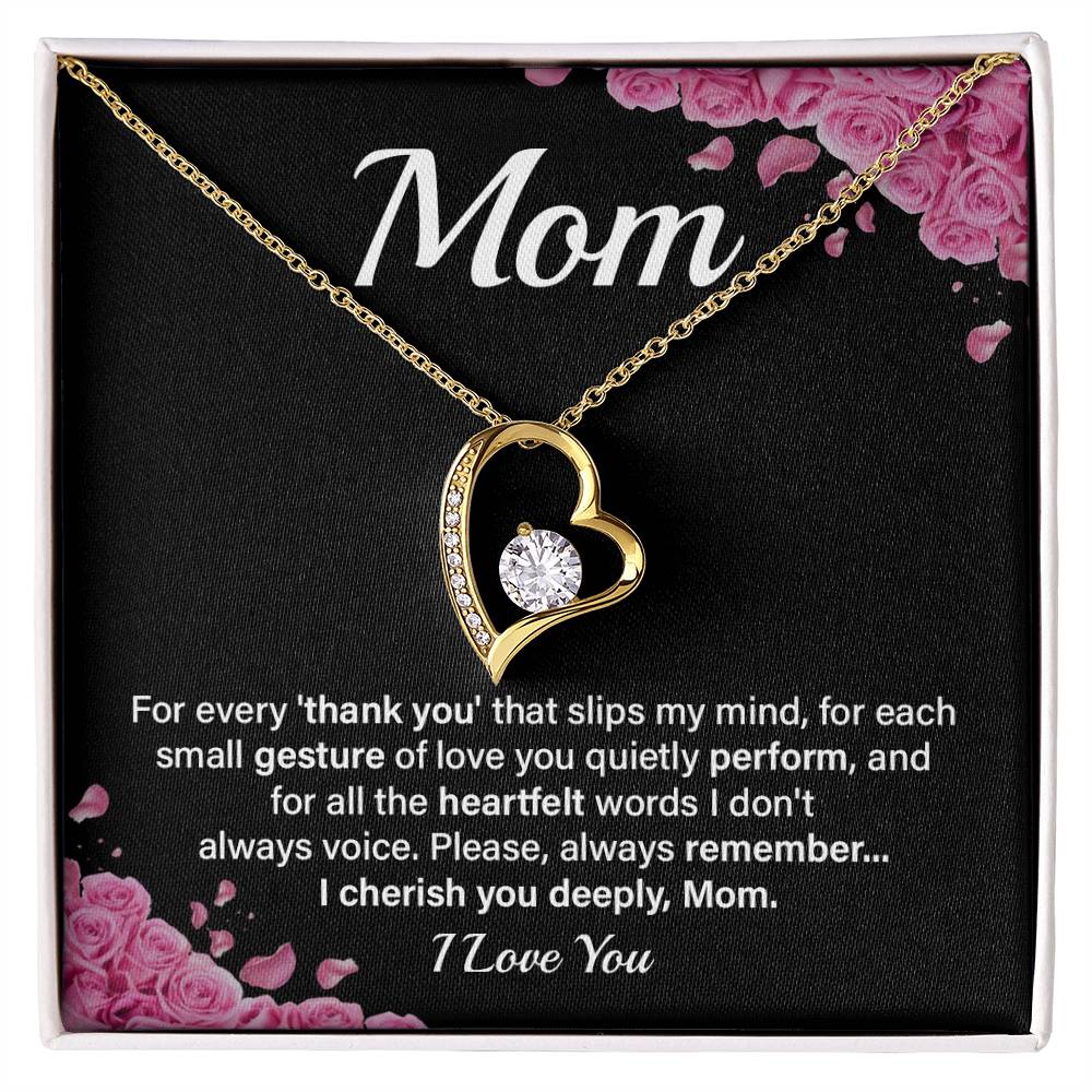 Heartfelt Mom Necklace Gift with Message Card