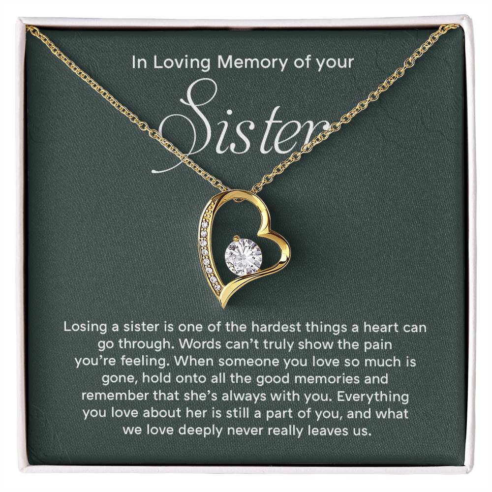 In Loving Memory Necklace For Sister – Sentimental Memorial Jewelry Gift, 'always In Your Heart,' Comforting Keepsake For Love And Cherished Memories