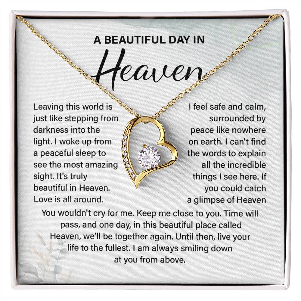 A Beautiful Day In Heaven Necklace – Sentimental Memorial Jewelry Gift, We'll Be Together Again, Heartfelt Keepsake For Love, Peace, And Comfort