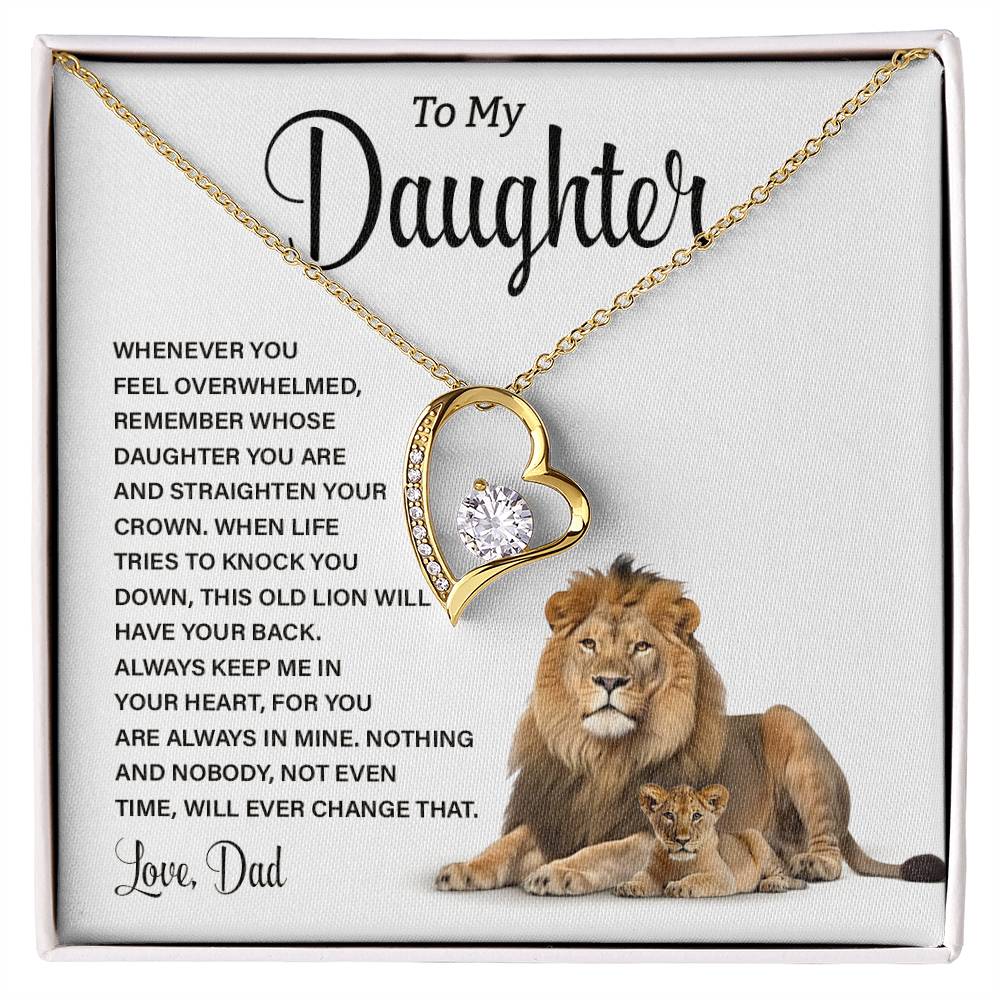 To My Daughter Lion Necklace from Dad – Strength & Love Message Card