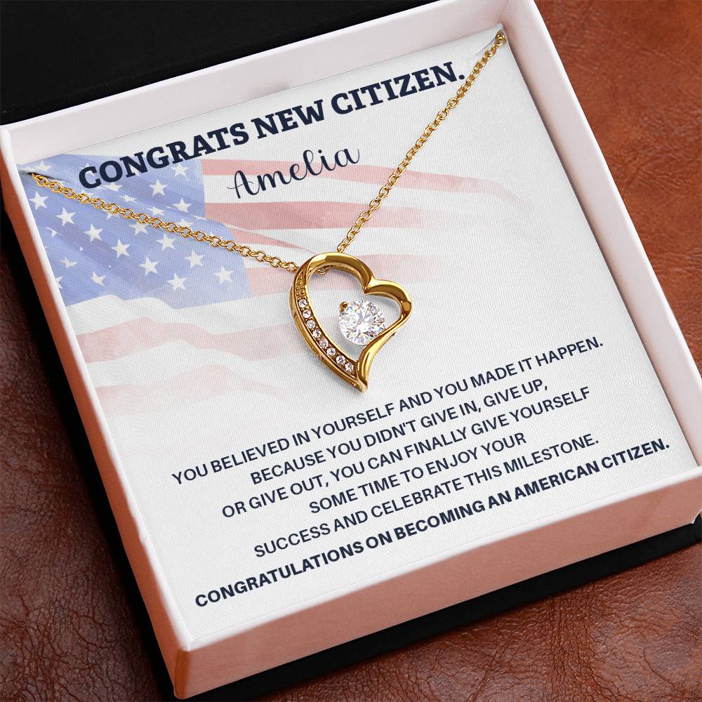 Congrats Necklace For New U.s. Citizen Amelia Necklace For New U.s. Citizen Gift For New American Citizen Necklace With Citizenship Message U.s. Citizenship Achievement Gift Necklace For Proud U.s. Citizen Necklace For Citizenship Success