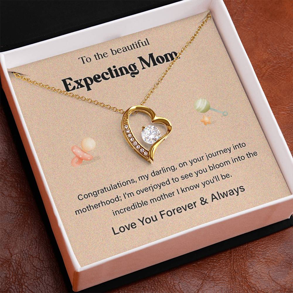 To The Beautiful Expecting Mom, Beautiful Expecting Mom Necklace Gift Best Necklace Gift For Expecting Mother Journey Into Motherhood Necklace Gift Necklace With Heartfelt Message Thoughtful Necklace Gift Best Mother’s Day Necklace Gift