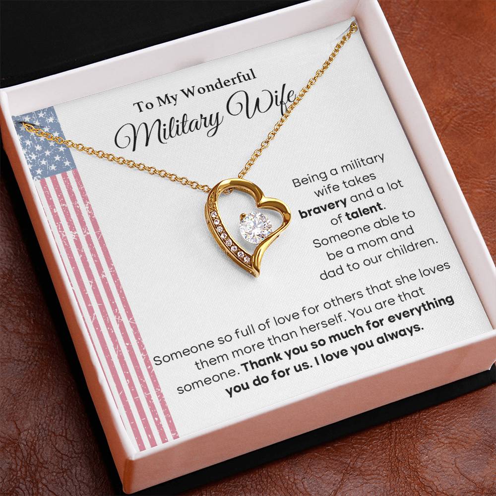 To My Wonderful Military Wife Heartfelt Jewelry Gift Military Wife Jewelry Supportive Necklace For Wives Bravery And Strength Jewelry Love And Appreciation Necklace Thank You Jewelry Gift Forever Loved Necklace Unique Jewelry For Wives