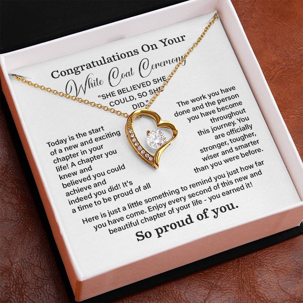 Congratulations On Your White Coat Ceremony New Adventures Necklace Hard Work Pay Off Necklace Enjoy The Journey Necklace Personal Growth Jewelry Daily Inspiration Necklace Heartfelt Message Necklace Congratulation Necklace She Believed She Could Necklace