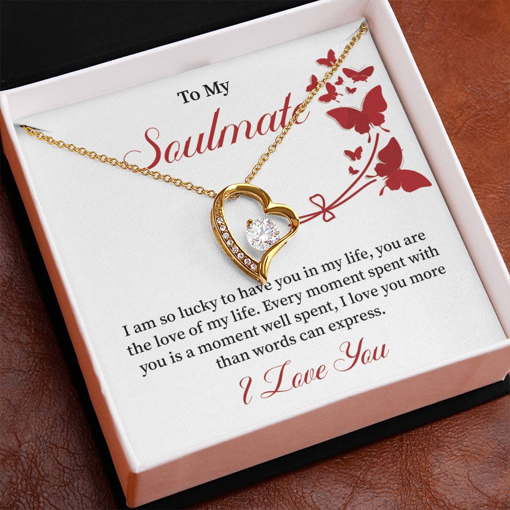 Soulmate Necklace Gift for Women – Love of My Life Message Card