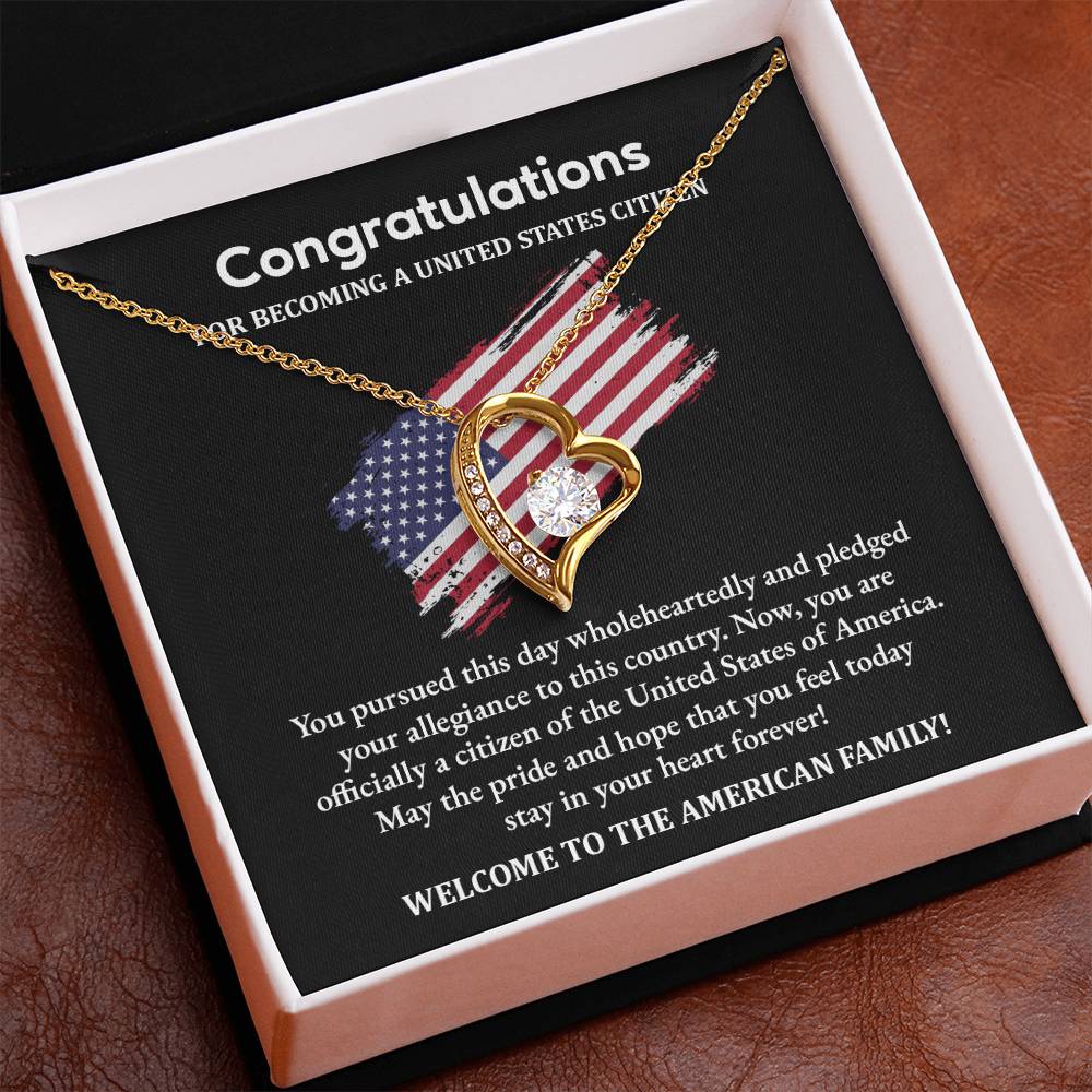 Congratulations Necklace For New U.s. Citizen Necklace For New U.s. Citizen Gift For U.s. Citizenship Success Necklace With Citizenship Message U.s. Citizenship Celebration Gift Jewelry For New U.s. Citizen Necklace For Citizenship Pledge