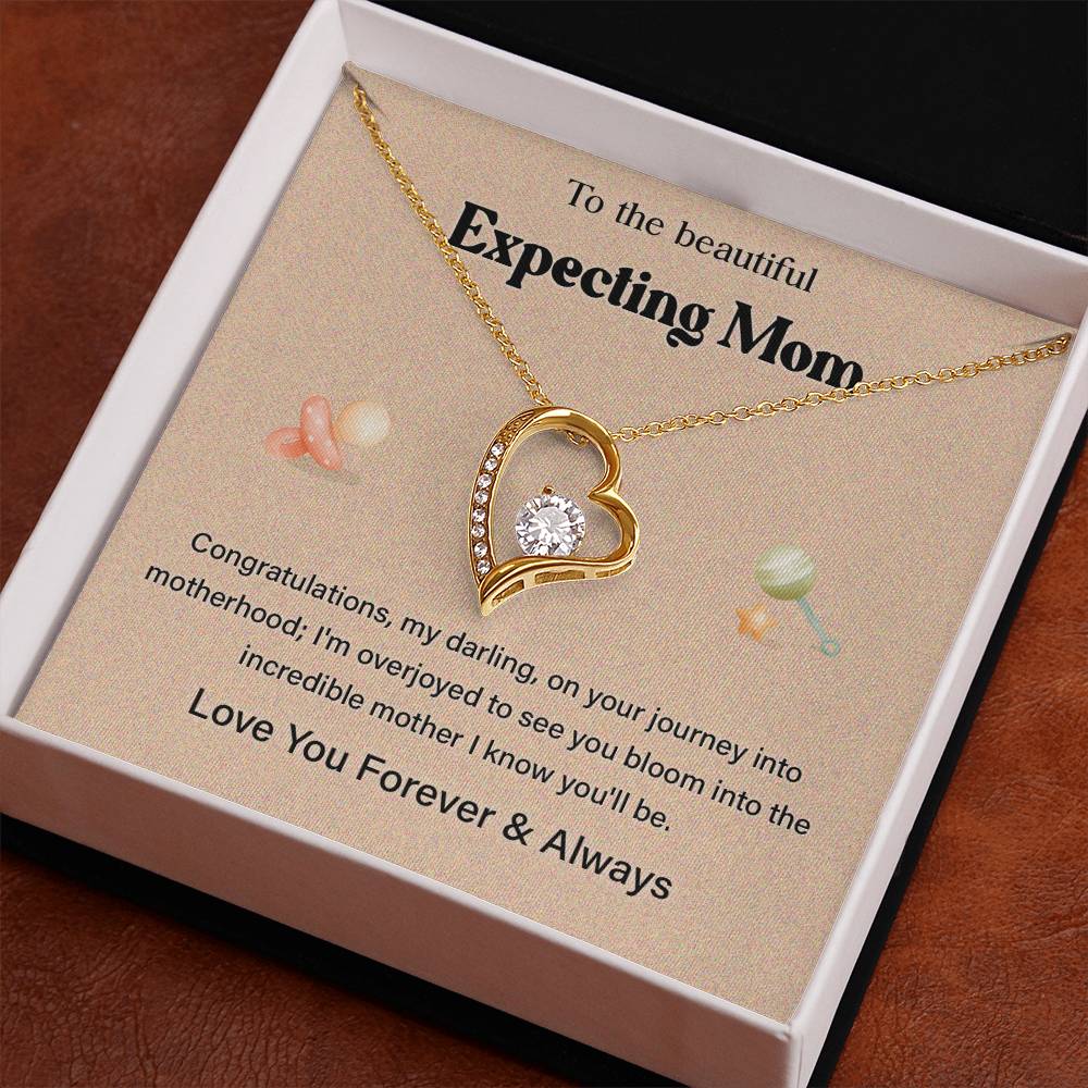 To The Beautiful Expecting Mom, Beautiful Expecting Mom Necklace Gift Best Necklace Gift For Expecting Mother Journey Into Motherhood Necklace Gift Necklace With Heartfelt Message Thoughtful Necklace Gift Best Mother’s Day Necklace Gift