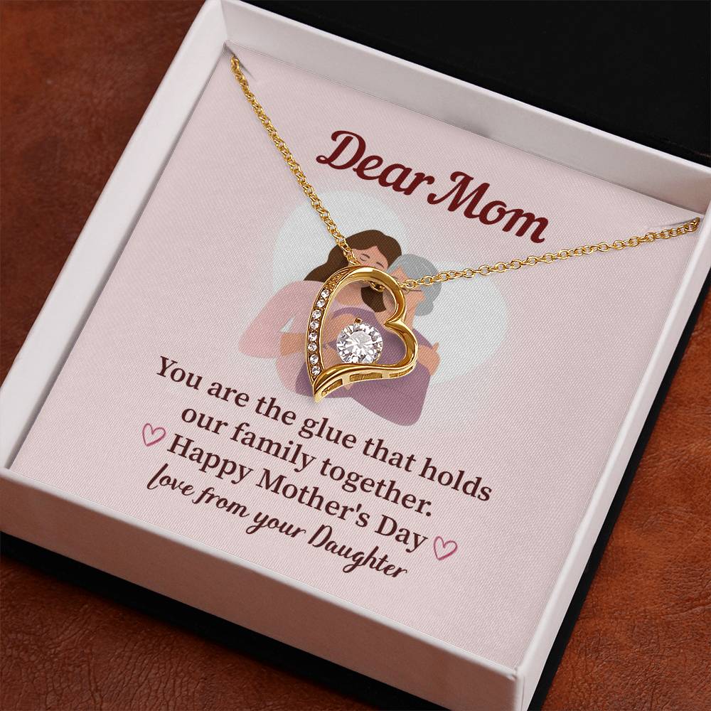 Dear Mom Family Glue Pendant Elegant Jewelry For A Mother’s Day Gift Sweet Gift For A Wonderful Woman Heartfelt Necklace Sentimental Jewelry Thank You Pendant Gift For A Special Mom Sweet Pendant For Family Love