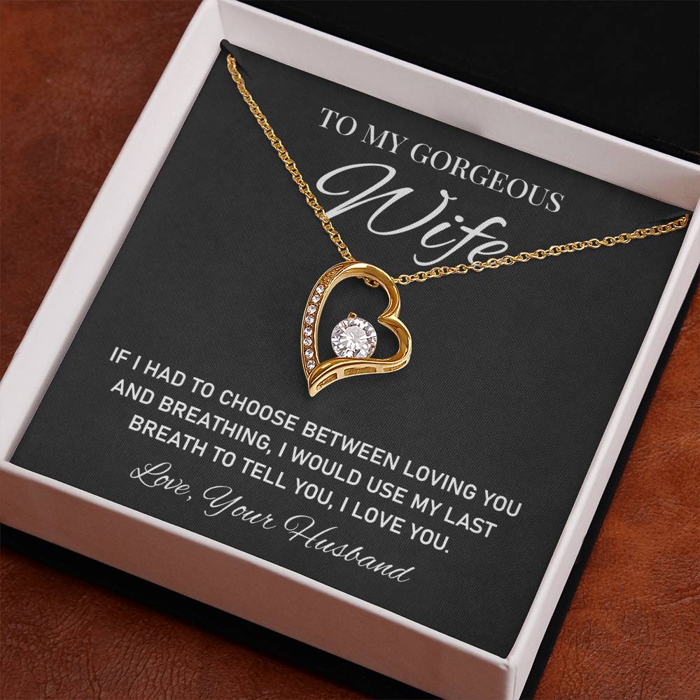 To My Gorgeous, Heartfelt Necklace For Wife Loving Jewelry For Romantic Love Sweet Pendant For A Special Bond Sentimental Necklace Heartwarming Gift From Husband Sentimental Pendant Appreciation Necklace Thoughtful Gift Special Necklace