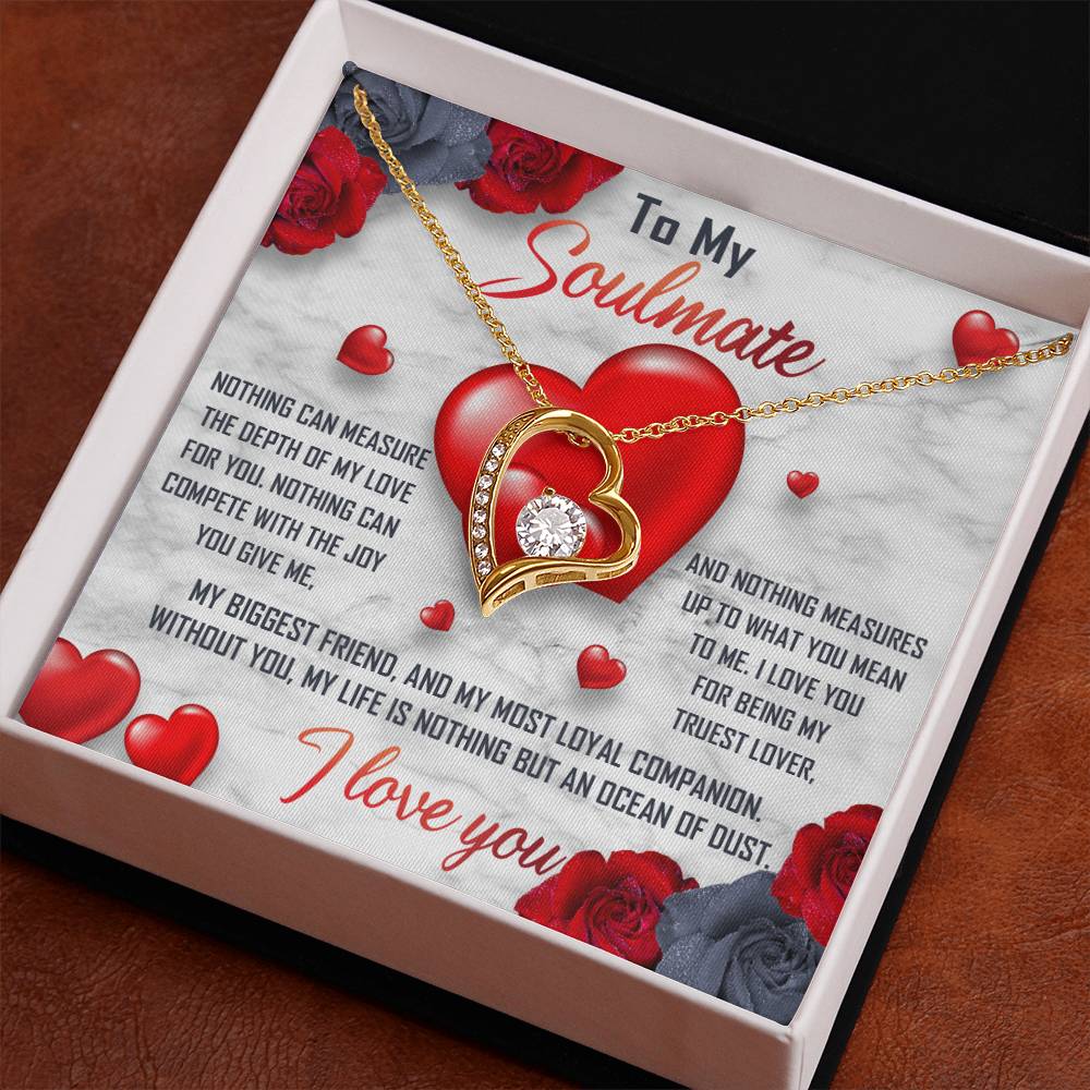 To My Soulmate Necklace Gift- Nothing Can Measure The Depth Of My Love For You, Valentine's Day Soulmate Jewelry With A Meaningful Message Card.