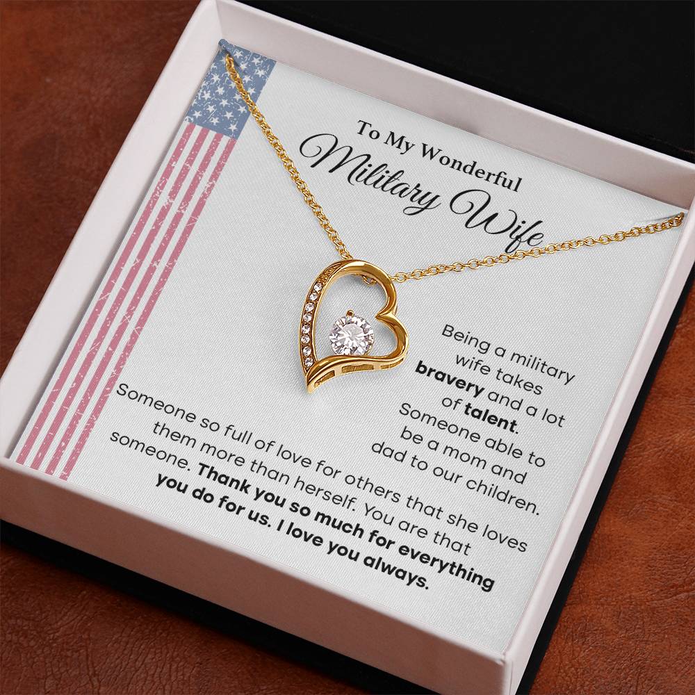 To My Wonderful Military Wife Heartfelt Jewelry Gift Military Wife Jewelry Supportive Necklace For Wives Bravery And Strength Jewelry Love And Appreciation Necklace Thank You Jewelry Gift Forever Loved Necklace Unique Jewelry For Wives