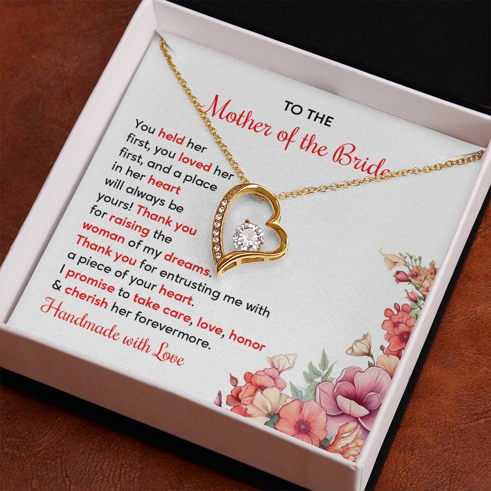 To The Mother Of The Bride, Heartfelt Necklace For Her Loving Jewelry For A Special Bond Thank You Gift For A Mother Sentimental Necklace For Love Appreciation Necklace For Her Beautiful Necklace Elegant Jewelry For Family Bond Thoughtful Necklace