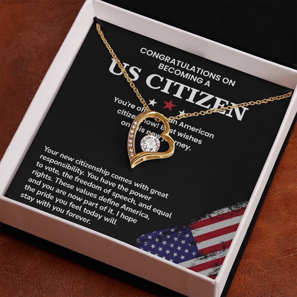 Congratulations Necklace For New U.s. Citizen Necklace For New U.s. Citizen Necklace With Citizenship Message Necklace For Official U.s. Citizen Necklace For New U.s. Patriot Jewelry For New U.s. Citizen Gift For U.s. Citizenship Ceremony