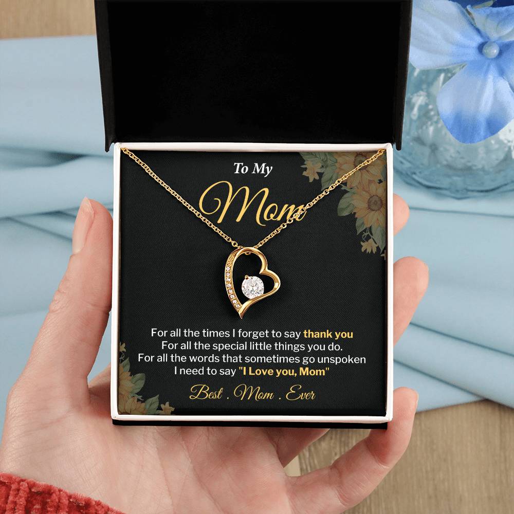 Mom Necklace Gift With Thank You Message Card