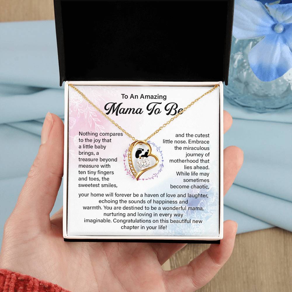 Mama To Be Heart Necklace with Baby Message