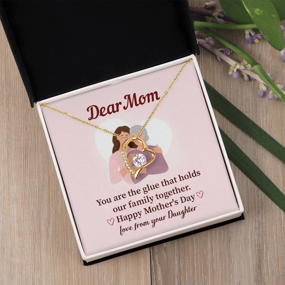 Dear Mom Family Glue Pendant Elegant Jewelry For A Mother’s Day Gift Sweet Gift For A Wonderful Woman Heartfelt Necklace Sentimental Jewelry Thank You Pendant Gift For A Special Mom Sweet Pendant For Family Love