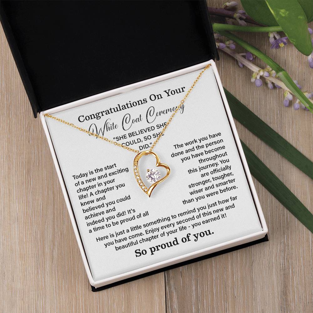 Congratulations On Your White Coat Ceremony New Adventures Necklace Hard Work Pay Off Necklace Enjoy The Journey Necklace Personal Growth Jewelry Daily Inspiration Necklace Heartfelt Message Necklace Congratulation Necklace She Believed She Could Necklace