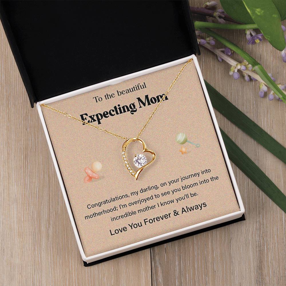 To The Beautiful Expecting Mom, Beautiful Expecting Mom Necklace Gift Best Necklace Gift For Expecting Mother Journey Into Motherhood Necklace Gift Necklace With Heartfelt Message Thoughtful Necklace Gift Best Mother’s Day Necklace Gift