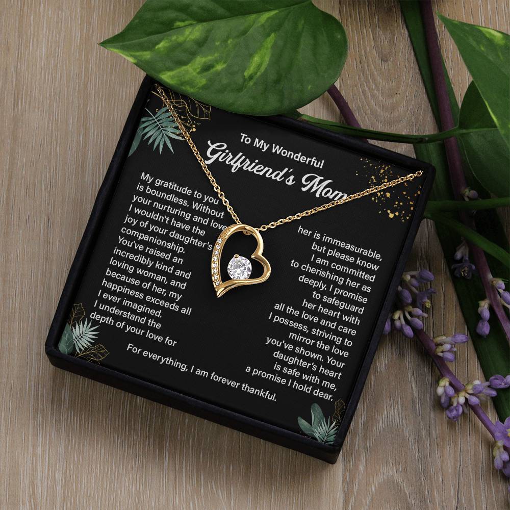 To My Wonderful Girlfriend's Mom, Forever In My Heart Necklace Heartwarming Bond Necklace Thank You Gift Necklace Beautiful Journey Necklace Family Bond Necklace Emotional Connection Necklace