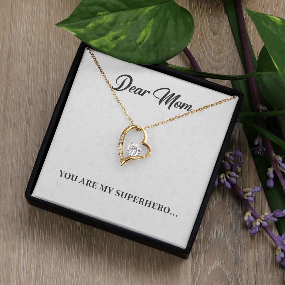 Dear Mom, Inspirational Gift Necklace For Mother Heart Pendant Necklace Best Friend Necklace For Loving Necklace With Message Of Love And Admiration Best Christmas Necklace Gift Best Family Necklace Gift Superhero Mom Necklace Gift