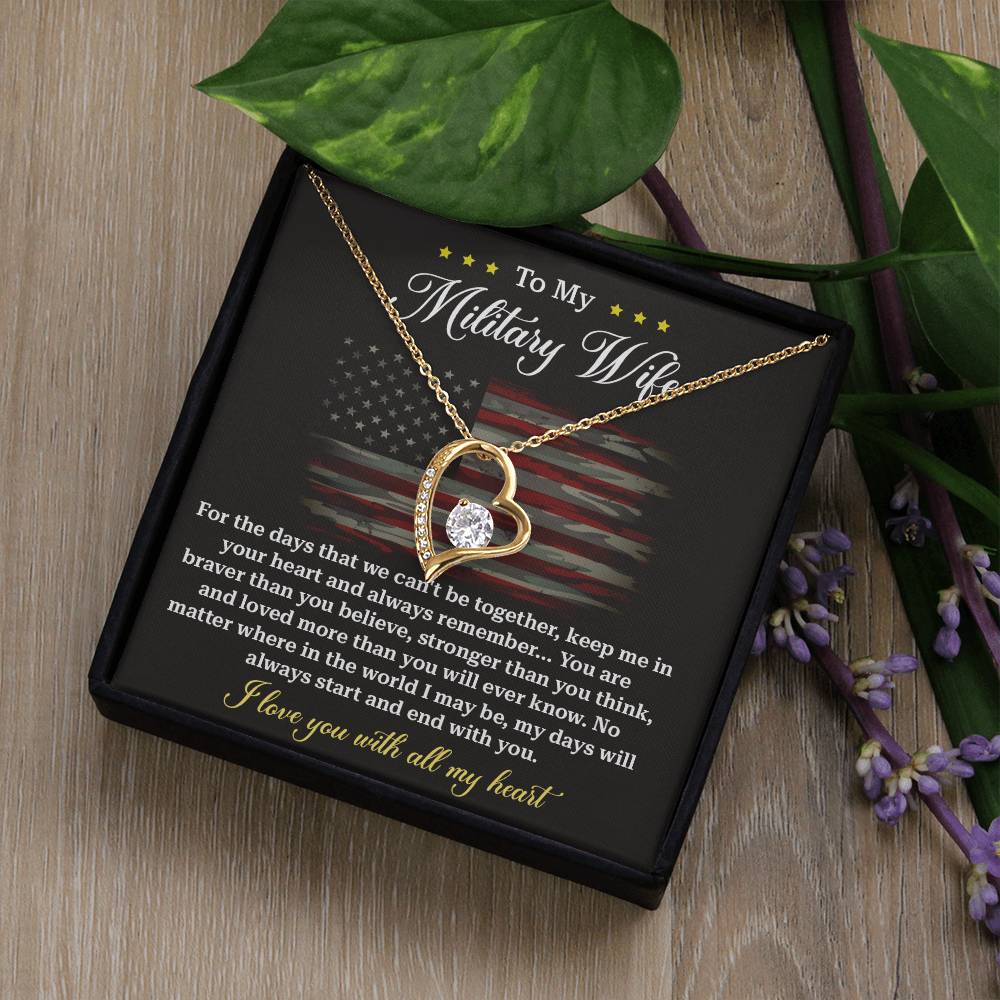 Military Wife Necklace - Braver, Stronger, Loved Forever, A Heartfelt Gift Of Love Across Distance - From Your Heartfelt Husband