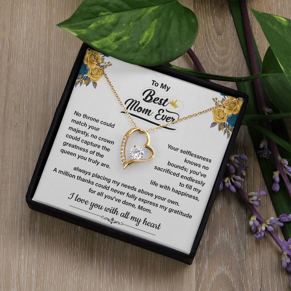 Best Mom Ever Necklace Gift From Daughter Message Card