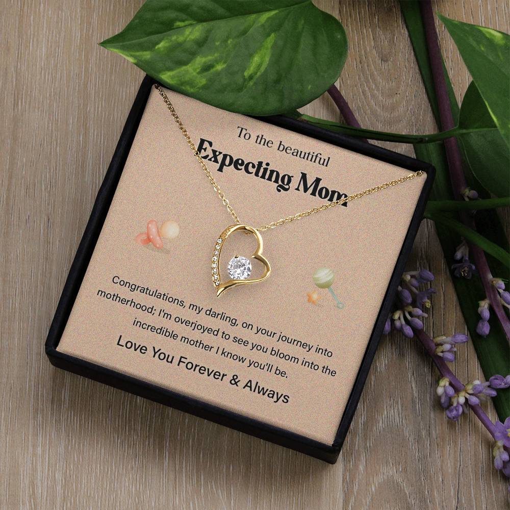 To The Beautiful Expecting Mom, Beautiful Expecting Mom Necklace Gift Best Necklace Gift For Expecting Mother Journey Into Motherhood Necklace Gift Necklace With Heartfelt Message Thoughtful Necklace Gift Best Mother’s Day Necklace Gift