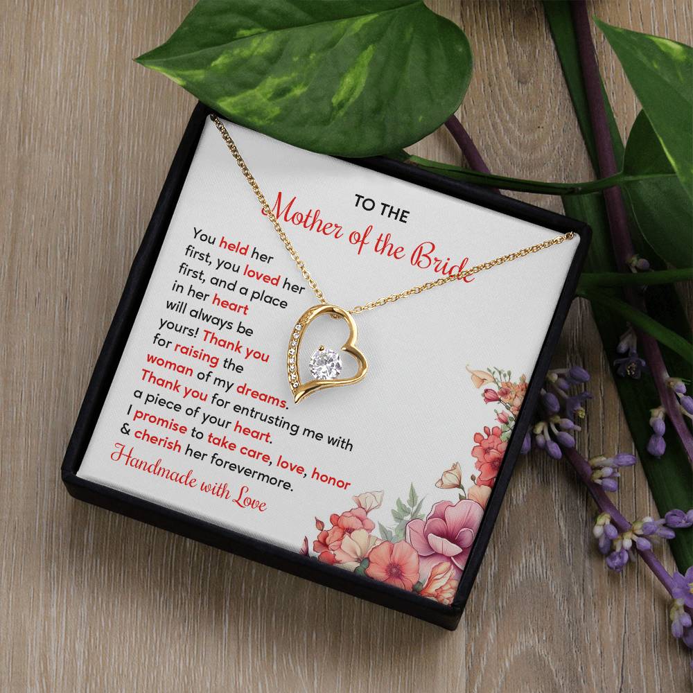 To The Mother Of The Bride, Heartfelt Necklace For Her Loving Jewelry For A Special Bond Thank You Gift For A Mother Sentimental Necklace For Love Appreciation Necklace For Her Beautiful Necklace Elegant Jewelry For Family Bond Thoughtful Necklace